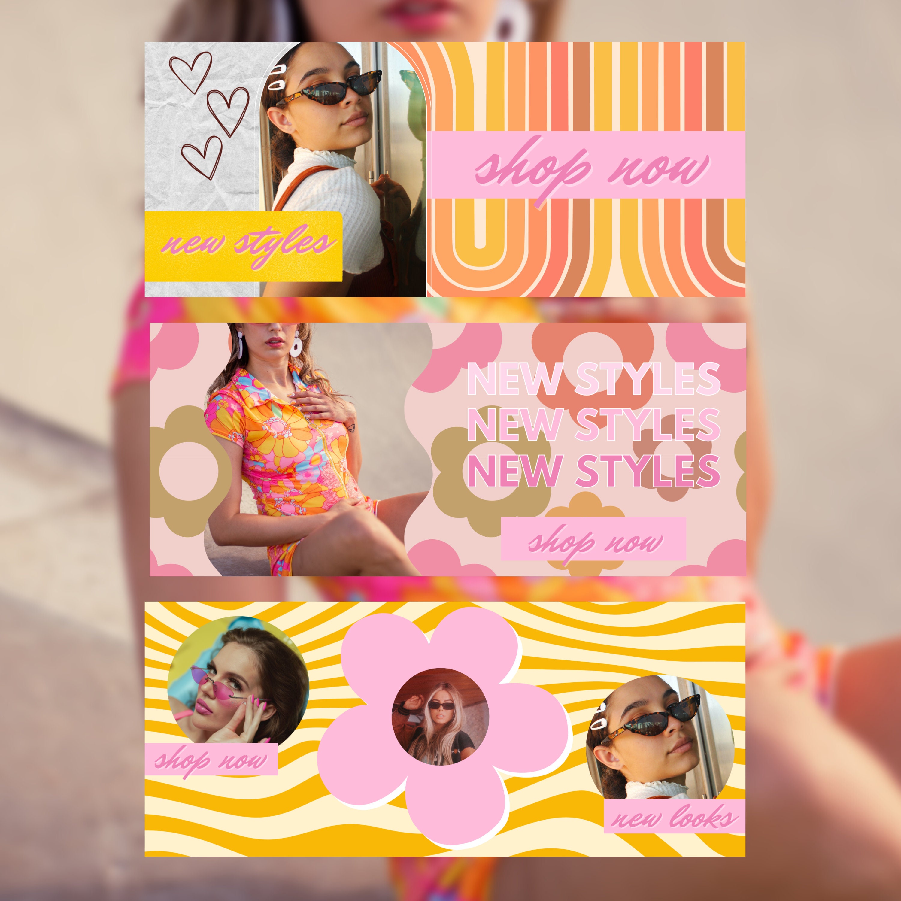 Wallflower site Banner Template Pack 70s Seven Fashion Etsy