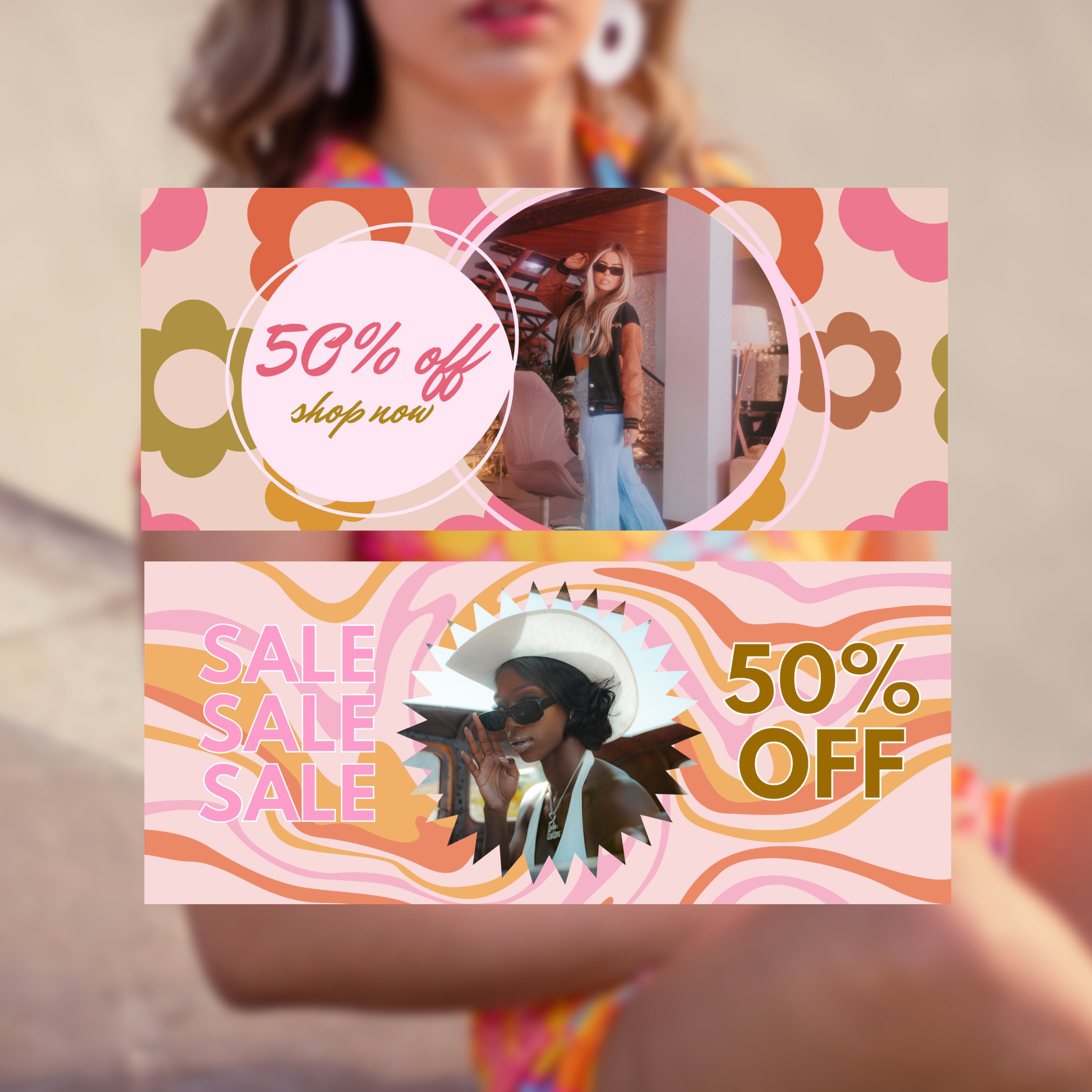 Wallflower site Banner Template Pack 70s Seven Fashion Etsy