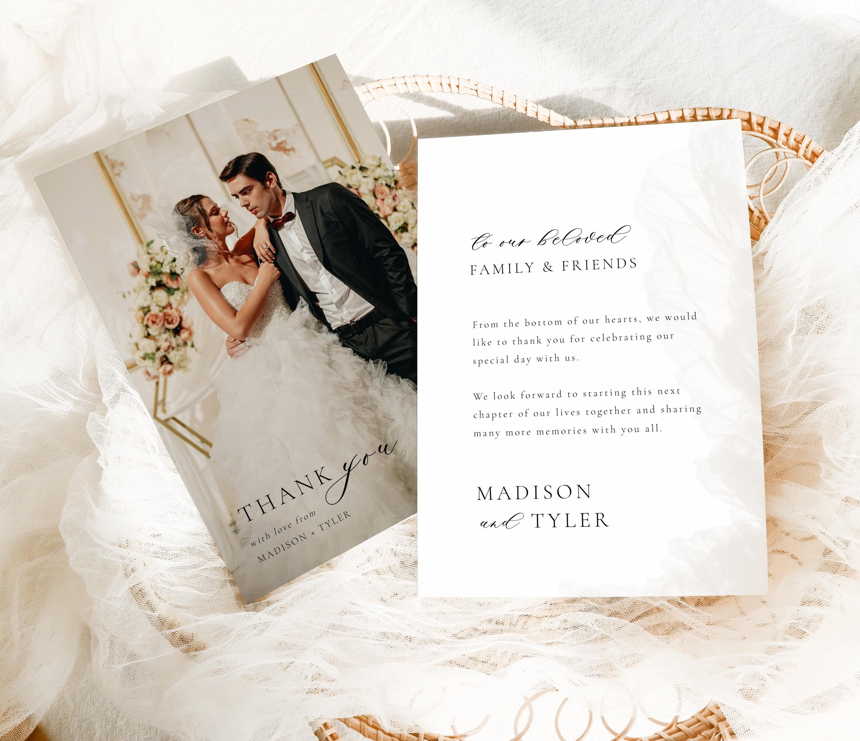 Wedding Thank You Custom Note Cards Editable Modern With Love 5 X 7 ...