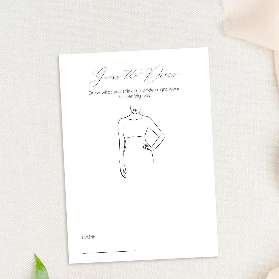 Editable Guess the Dress Template Printable Bridal Shower Game