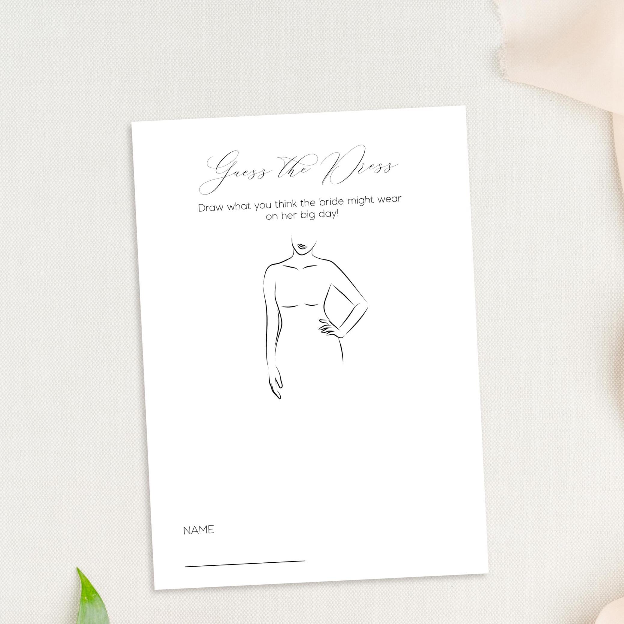 Editable Guess the Dress Template | Printable Bridal Shower Game | Guess the Brides Dress | Hens Party Templett Digital Instant Download - Etsy Editable Guess the Dress Template | Printable Bridal Shower Game | Guess the Brides Dress | Hens Party Templett Digital Instant Download - Etsy