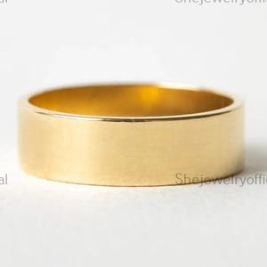 14k Yellow Gold 9mm Wedding Band: Flat Polished Ring