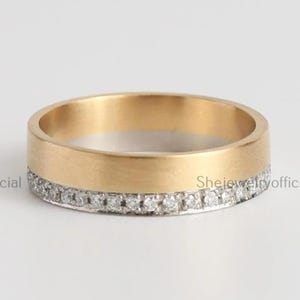 Pave Diamond Wedding Band: 14k Gold Minimalist Eternity Ring