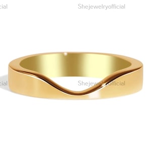 14k Solid Gold Chevron Ring: Minimalist Stacking Band