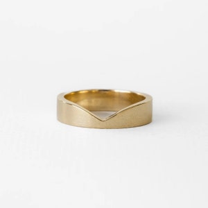 Bold 14k Solid Gold Chevron Ring, V Shaped Stacker, Minimalist Wide Band for Everyday Wear, Perfect Anniversary Gift