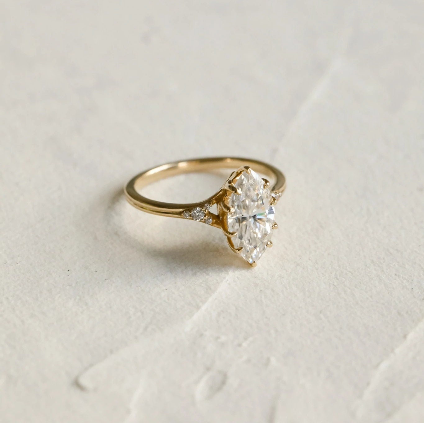 1.50 Marquise Cut Moissanite Engagement Ring 14K Gold Ring Art Deco ...