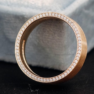 14K Gold Men's Wedding Band Ring Round Cut Moissanite Side Diamond Band Eternity Band Ring For Him Unisex Band Anniversary gift