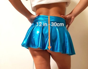 Sexy stretch mini skirt in sparkly spandex. Metallic wet look skirt. Cosplay costume. More colors!