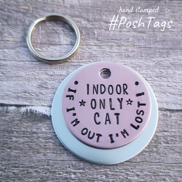 Indoor cat only - if I'm out I'm lost - pet cat dog ID collar tag