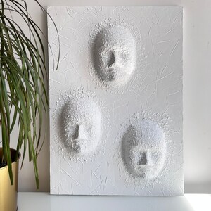 3D Faces Sculpture Plaster Art, Textured Faces Wall Art, Unique ...