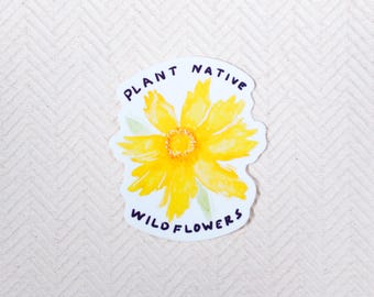 Pegatina de flores silvestres nativas - Pegatina de naturaleza del noreste - Vinilo brillante amarillo brillante - Regalo para jardineros