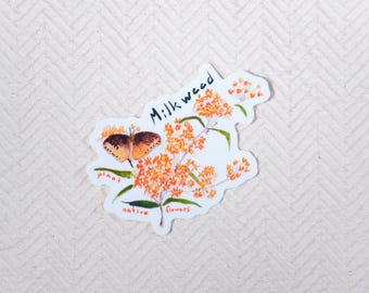 Milkweed Flower Sticker: Monarch Butterfly Garden Decal