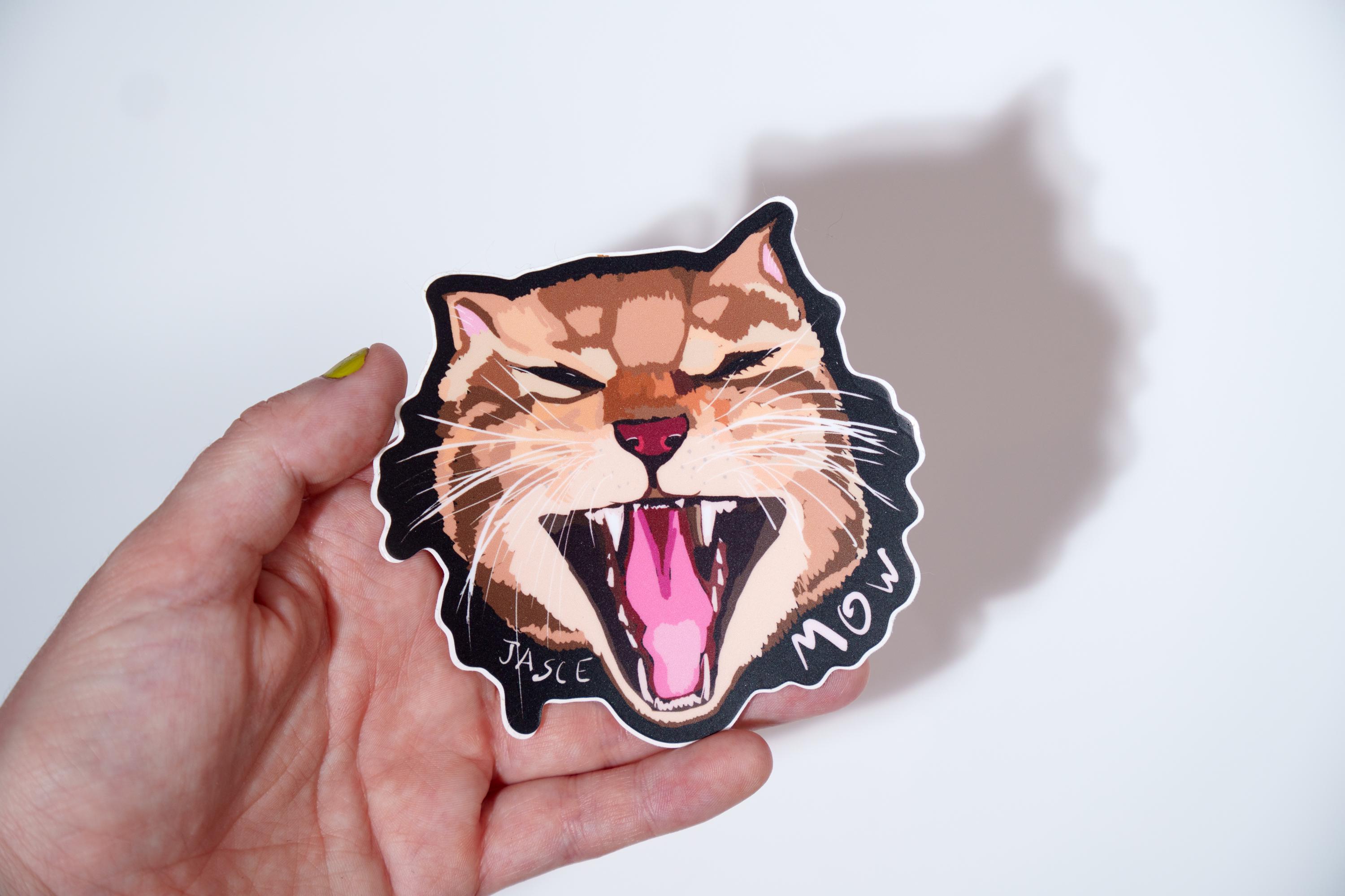 Howling Cat Sticker: Funny Angry Animal Vinyl Sticker - Etsy