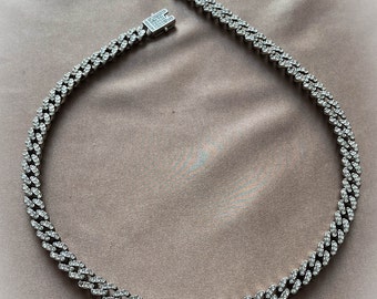 Iced Out Cuban Chain Choker, Cuban Link Necklace, Silver - Gold Miami Bling Necklace, Cuban Necklace, Miami C