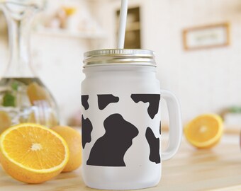 Cow Print Mason Jar | Etsy