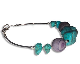 Bracelet artisanal en argent sterling et turquoise