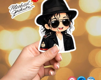 Cute King of Pop Chibi Sticker Waterproof Glossy Vinyl Decal + Free Bonus Sticker Perfect Gift for Music Lovers Laptop Bottle Car