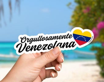 Orgullosamente Venezolana – Heart Flag Sticker, Waterproof Vinyl Decal