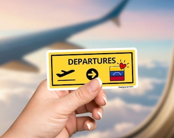 Departures to Venezuela Sticker, Waterproof Vinyl Decal, Travel Gift