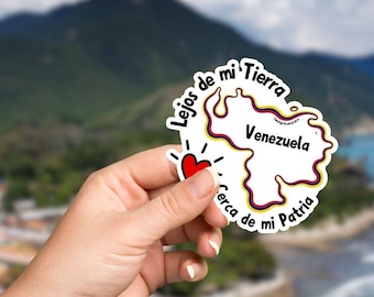Lejos De Mi Tierra Venezuela Waterproof Vinyl Sticker, Laptop Bottle Car Decal