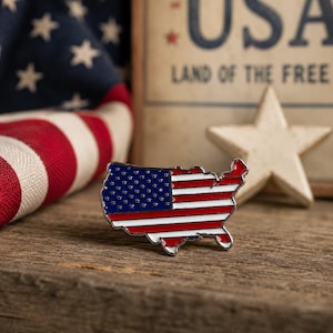 USA Map Flag Enamel Pin – American Flag Pin – United States Patriotic Pin – 4th of July Pin – USA Pride Backpack Hat Jacket Pin