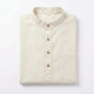 Kurta india para hombre, 100 % algodón orgánico, color blanco roto, lisa. Kurta de fiesta. Tallas S, M, L, XL - 2XL. Envío gratuito.