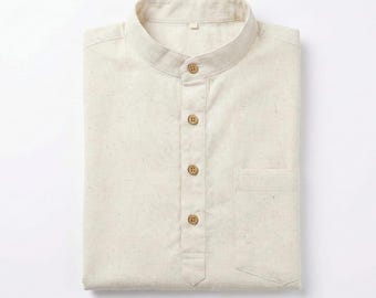 Kurta india para hombre, 100 % algodón orgánico, color blanco roto, lisa. Kurta de fiesta. Tallas S, M, L, XL - 2XL. Envío gratuito.