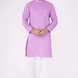 Indian men&#39;s kurta 100% cotton purple kurta solid. Partywear kurta S,M,L,XL - 2XL free shipping
