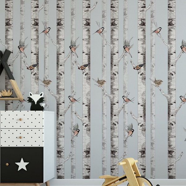Birch Tree Wallpaper Etsy