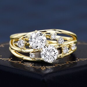 Royal Vintage Round Cut Moissanite Ring For Women K Solid Gold Engagement Ring Gifts For Her Anniversary Handmade Ring Unique Gemstone Ring