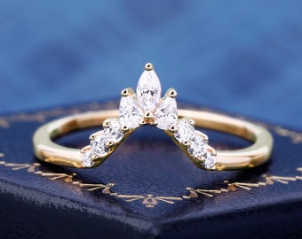 Dainty Band Promise Ring Gifts For Her Elegant 10K Solid Gold Wedding Band Moissanite Handmade Bridal Ring Gemstone Cluster Ring
