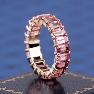 Natural Pink Tourmaline Eternity Band K Solid Gold Ring For Women Engagement Ring Wedding Band Luxury Gemstone Ring Handmade Gifts