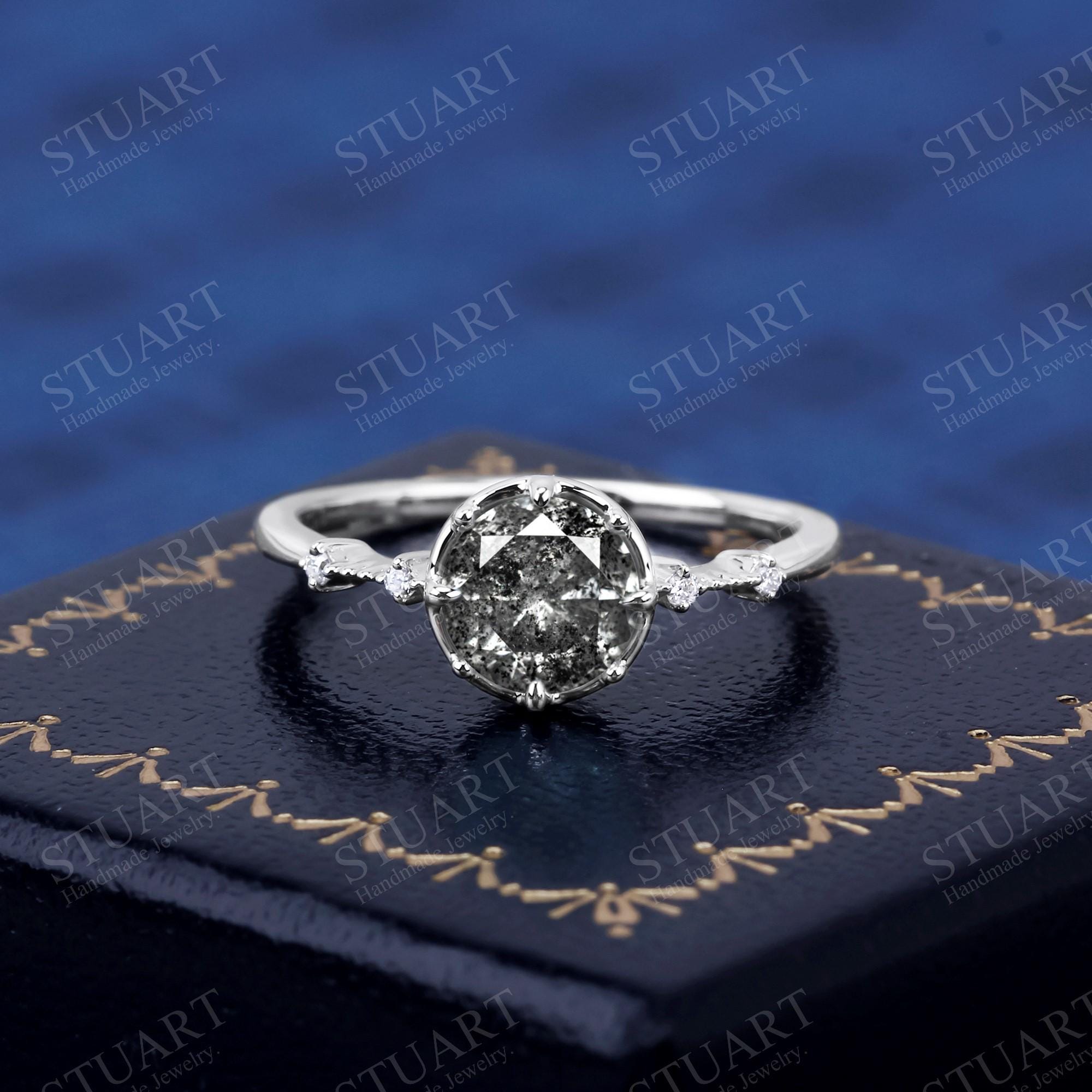 18Kホワイトゴールド 天然ハーキマーダイヤモンドリング レディース 