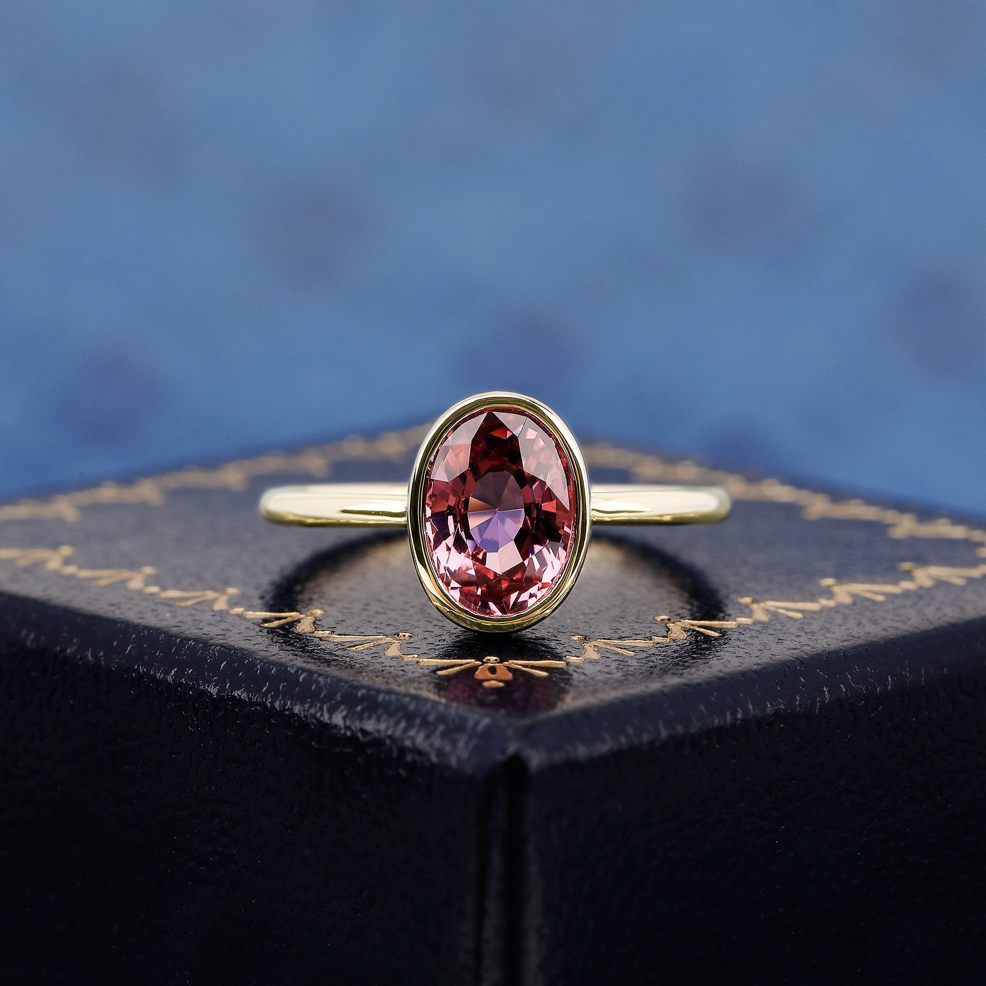Natural Pink Tourmaline 14K Solid Gold Ring For Women Engagement Ring Solitaire Ring Oval Cut Gemstone Ring Handmade Anniversary Gifts
