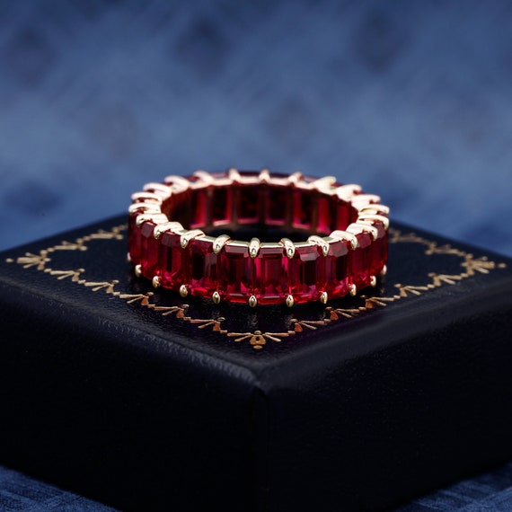 Emerald cut ruby eternity band outlet