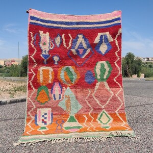 カーペット Boujad fabuleux personnalisé -tapis azilal -tapis marocain authentique -tapis multicolor abstrait -tapis bohème -customized Rug