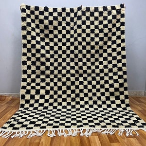 Black And White Moroccan checkered rug - Moroccan checkerboard rug -Checkered area rug -Checkerboard Rug -beni ourain rug