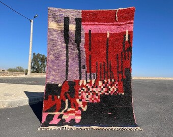 Alfombra bereber marroquí de lana: colorida alfombra bohemia de pelo largo - Tamaño personalizado