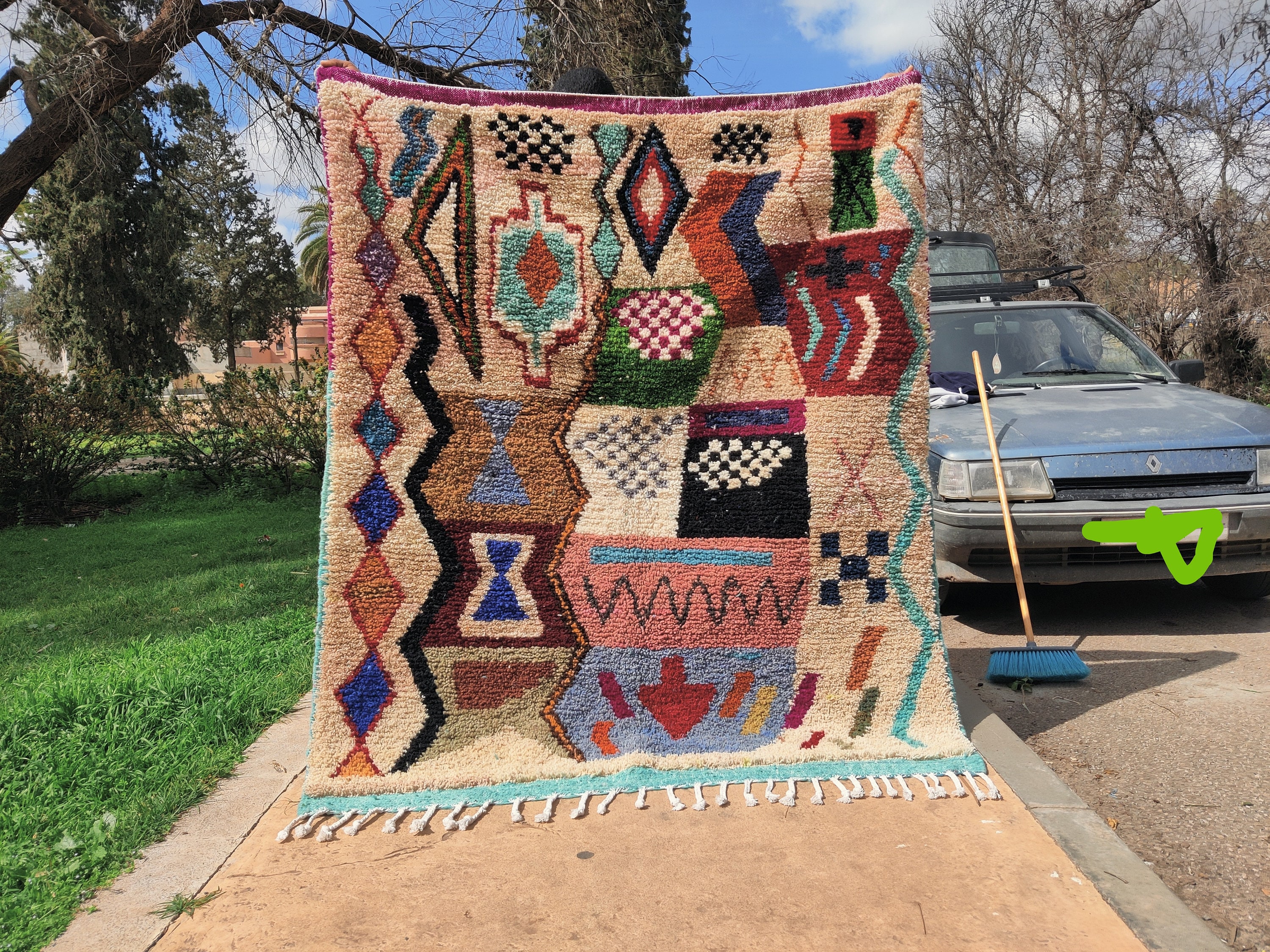 Azilal moroocan rug - Moroccan shag rug- Premium quality rug-  Abstract rug- Berber rug- Beniouarain rug- Wool rug-  Made to order rug