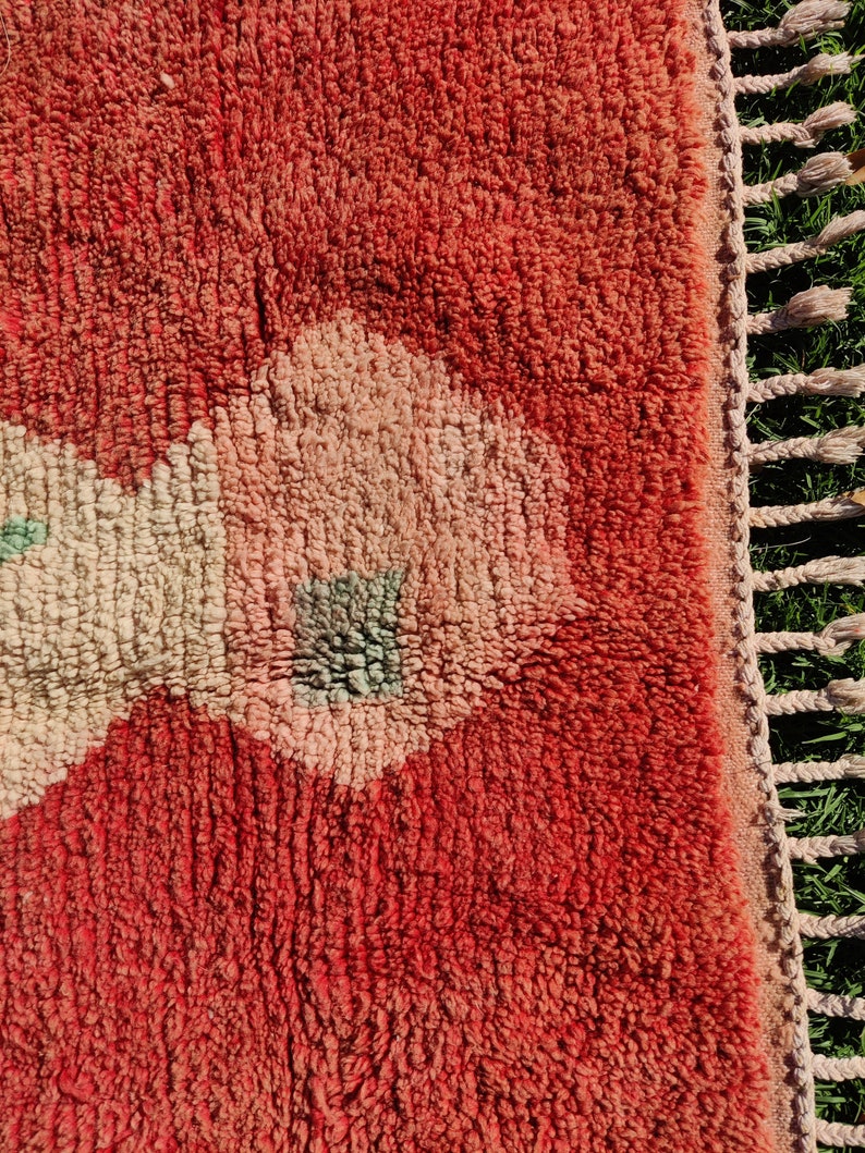 Alfombra marroquí rosa: auténtica alfombra bereber de lana, estilo Beni Ourain imagen 6