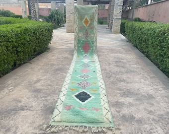 2x12,8 ft Hallway  Vintage runner Boujaad - Runner rug Moroccan, Colorful Runner rug 69x397cm Hallway Runner, Genuine lamb Wool