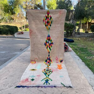2,6x7 ft Runner boujaad and Azilal wool rug, berber hallway vintage rug, 83x224cm