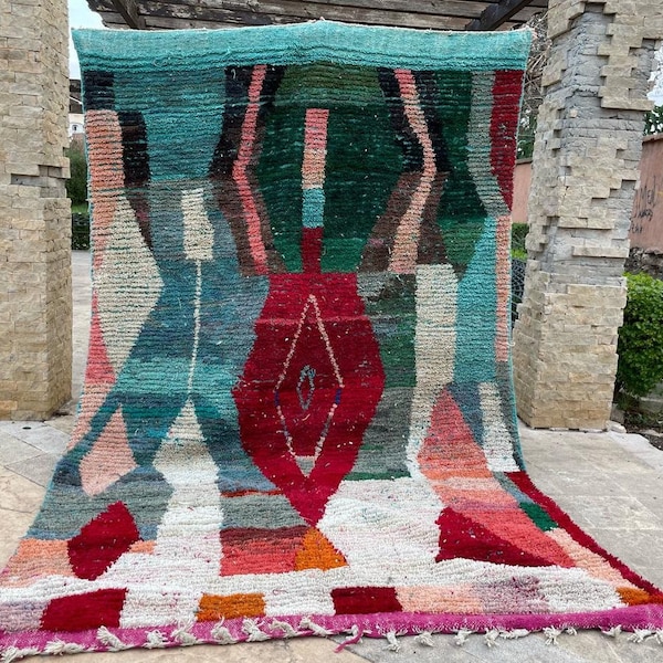 Tapis beni ouarin berber rug, tapis marocain vintage rug, Area boujaad wool rug,