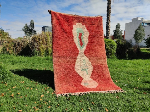 Pink Moroccan Rug: Authentic Wool Berber Carpet, Beni Ourain Style