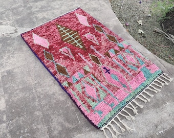 Berber Pink Rug, Beni Ourain Wool Rug, Moroccan Area Rug, Handmade Rug For Home