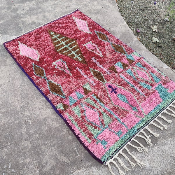 Berber Pink Rug, Beni Ourain Wool Rug, Moroccan Area Rug, Handmade Rug For Home