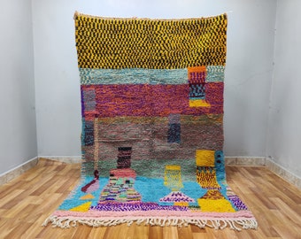 Moroccan Boujaad Rug, Handmade Berber Wool Rugs, Gift Beni Ourain Area Rugs, Decor For Home