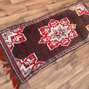 2,5x7 ft hallway  Brown rug, runner Azilal berber rug, 90x208CM