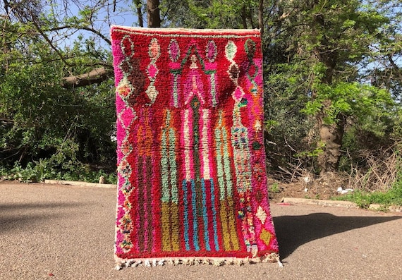 Pink Moroccan Rug: Handmade Wool Beni Ourain Rug - Custom Size