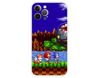OG SPRITE Team Sonic Green Hill retro inspirierte Pixel Art Flexi Phone Hülle | Personalisierte Kunst Bildhülle für iPhone und Samsung